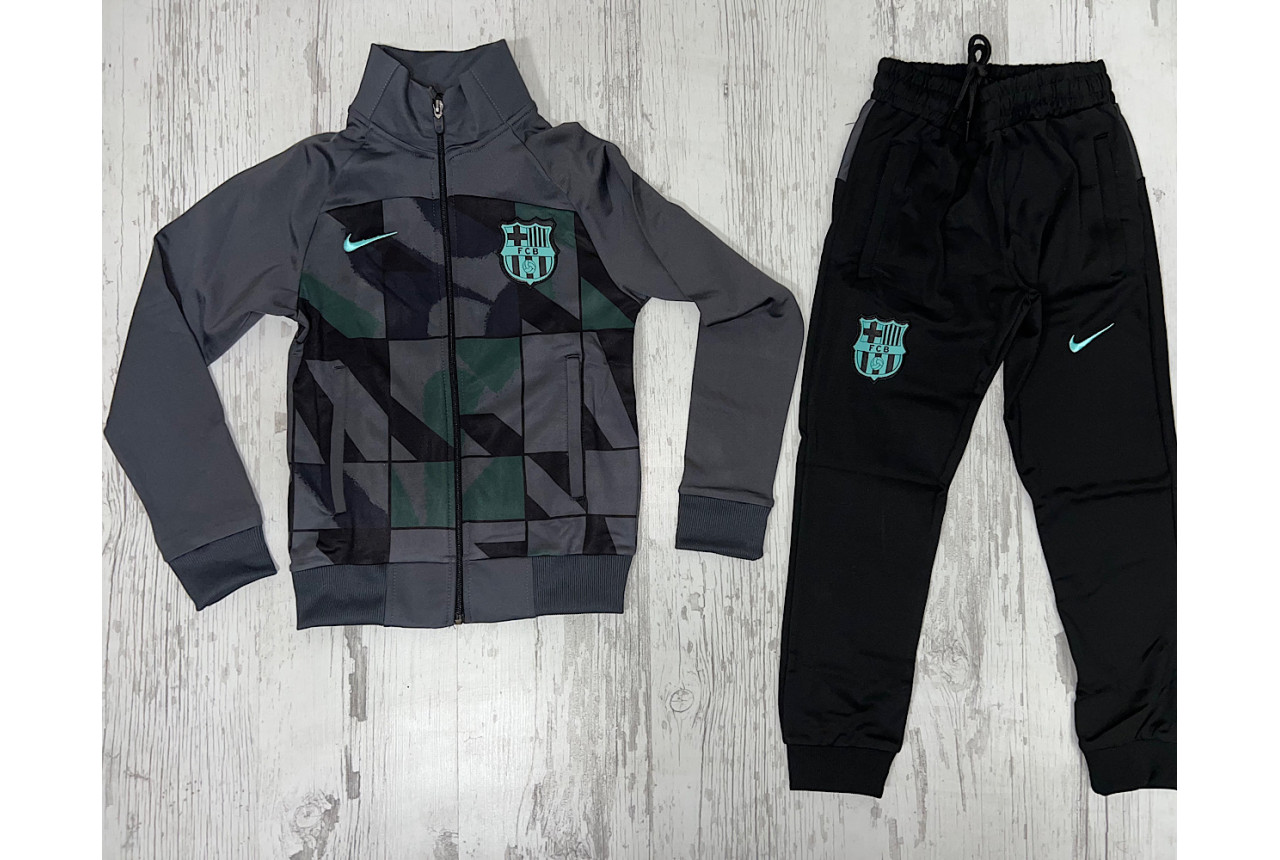 Детски футболен екип Barcelona сив черно